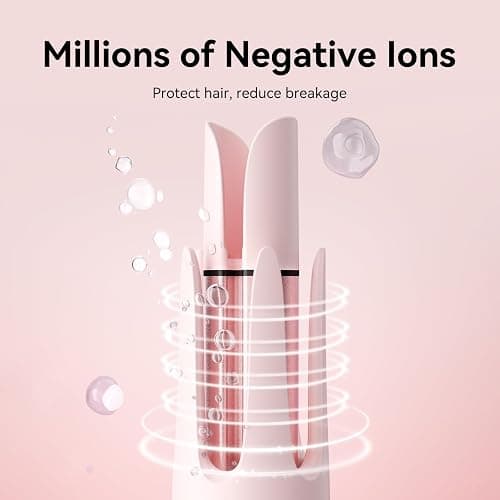 MinHuang Auto Hair Curler, Automatic Curling Iron,1.25 inches, Automatic Shut-Off, Anti-Scald, Anti-Tangle, Negative Ion,Anti-Tangle Rotating Curling Wand for Women Hair Styling,Pink thumbnail 2
