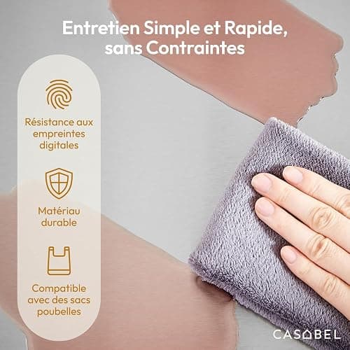 CASABEL Poubelle Cuisine Tri Sélectif 60L - 2 x 30 Litres, Double Compartiments 2x30L, Acier INOX Noir, Poubelle Recyclage Rectangulaire à Pédales, Anti Traces, Anti Odeurs, Entreprise Française thumbnail 7