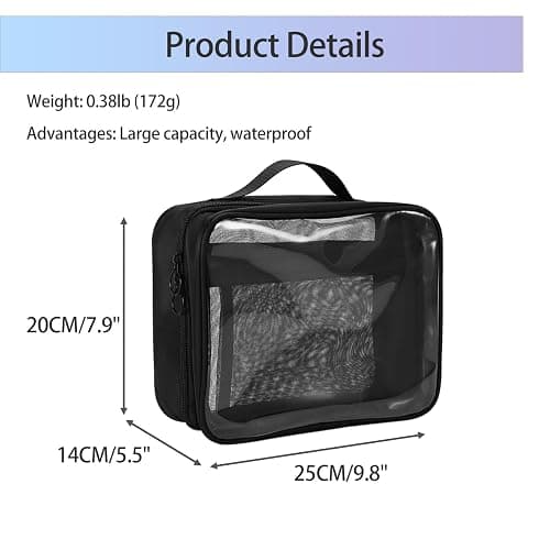 UEOE TSA Approved Toiletry Bag, Clear Makeup Bags with Multi Layer Mesh Pockets, Portable Large Capacity PVC Cosmetic Bags with Zipper for Travel Essentials thumbnail 3