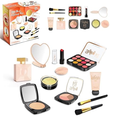 Fake Makeup Kits for Girls Toys 3 4 5 Years Old, Pretend Makeup Toys for Girls Birthday Gifts 3-5 Years Old (Black) - Image 1