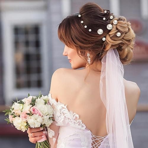 Dayofun 18 Pieces Wedding Pearl Hair Pins, U Pearl Shaped Hair Accessories for Brides Bridesmaids Women, Gold thumbnail 5