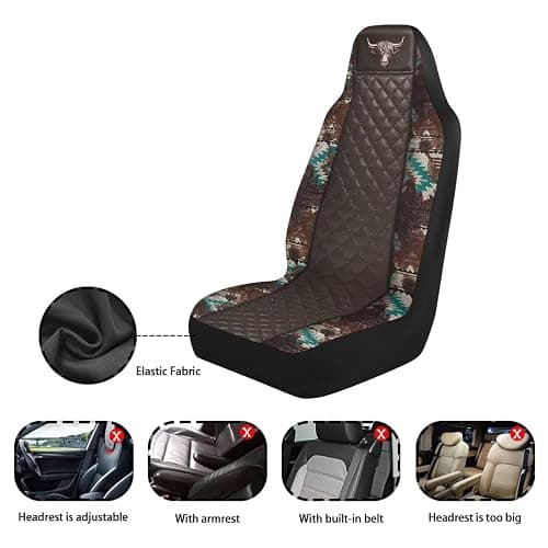 Howilath Bull Print Car Seat Cover Set of 2 Elastic Interior Accessories Front Bucket Seat Covers Fit SUV Sedan Truck, Easy to Install thumbnail 6