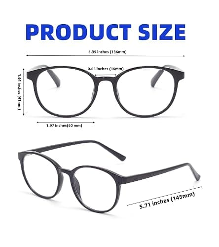 FoxMook Blue Light Blocking Glasses Round Women Men Computer Glasses Anti Eye Strain/UV/Glare Gaming Glasses thumbnail 7
