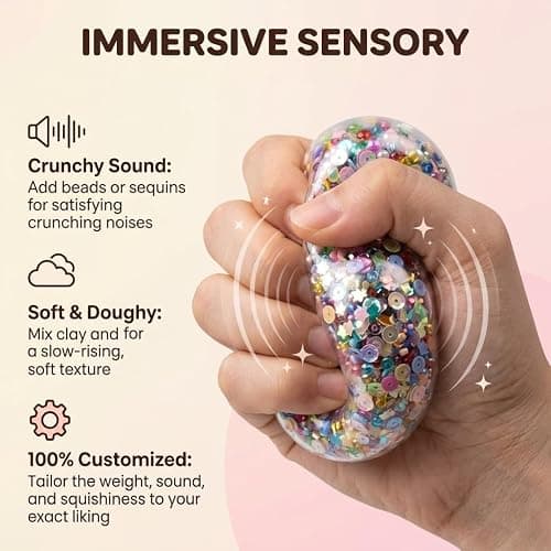DIY Squishy Making Kit, Stress Ball Kit with Crunchy Fillers, ASMR Toy | Reusable Silicone Balls • Customizable FillersMix Colors & Textures • Creative Craft Activity • Endless Creative Combinations thumbnail 5