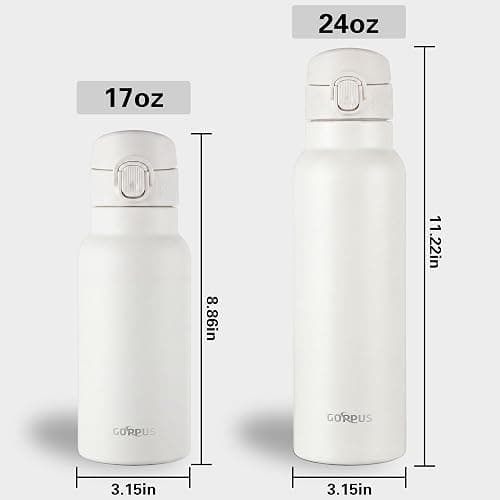 GOPPUS 25 oz Insulated Water Bottle with Direct-Drink Lid,Keep Cold 24H,Leak-Proof Stainless Steel Bottle Ideal for the Gym,Travel,and Outdoor Use,Suitable for Teens and Adults（White） thumbnail 3
