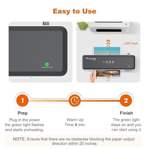 Bonsaii Laminator Machine with 5 Laminating Sheets, 9 Inch Thermal Laminating Machine for Doc/Posters/Photos, Compact Laminator for Home Office School, L421-Grey thumbnail 5