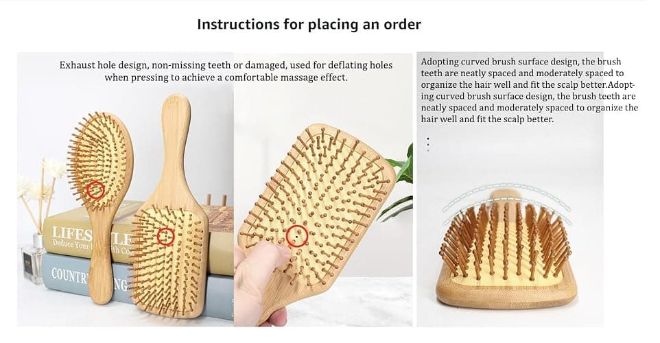 Personalized Custom Engraved Colorful Rhinestone Name Hair Brush|Handmade Inlay Rhinestones|Natural Wooden Bamboo Brush Wide-Tooth,Ultra-Soft Anti Static,Massage Scalp|Suit For All Hair Types-Women thumbnail 5