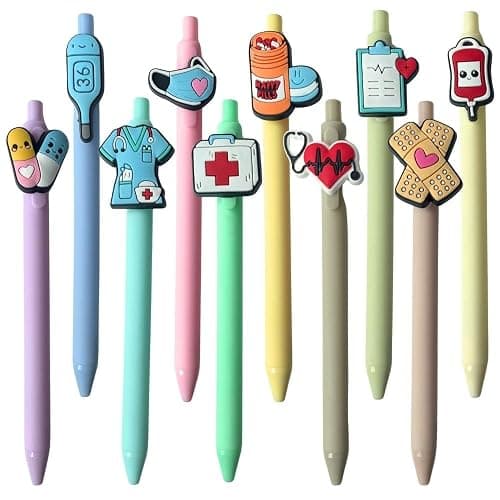 YJ PREMIUMS 10-Pack of Cute Nursing Pens with Heart, Syringe Designs in Black Ink - Versatile Writing Instruments for Nurses, Medical Assistants, Students (Medical) - Image 1