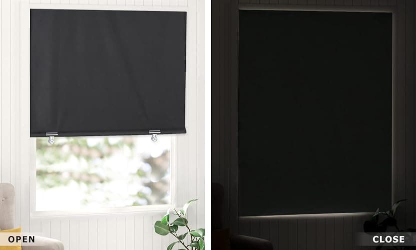 LazBlinds 100% Blackout Roller Shades, No Tools No Drill Cordless Blinds for Windows, Thermal Insulated UV Protection Privacy Window Shades for Bedroom (36''W x 72''H, Black) thumbnail 7