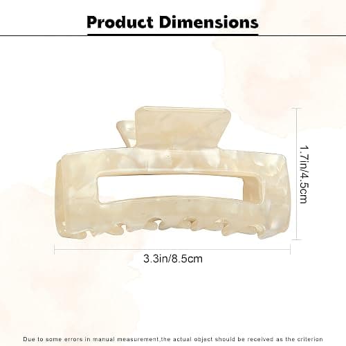 Rectangle Hair Claw Clips for Women - Non-slip Thick Hair Clips Accessories (White) thumbnail 6