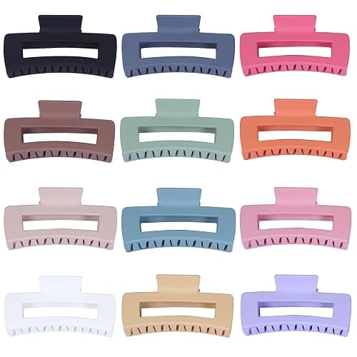 Sisiaipu 4.1 Inch Jumbo Hair Clips - 12 Pcs Colorful Square Jaw Clips for Thick Hair, Women and Girls Hair Accessories thumbnail 6