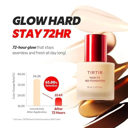 TIRTIR Mask Fit Red FoundationㅣLong Lasting Flawless Coverage, Energy Essence, Lightweight, Hydrating, Pore-Blurring, Breathable Satin Finish, Makeup, Radiant Skin, #25N Mocha, 1.01 Fl Oz thumbnail 3