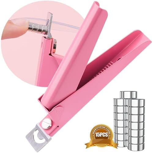 Light Pink Metal Premium Nail Clippers with Magnets Sizers for Acrylic Nails, False Nail Cutters for Nail Tips Fake Nail Trimmer Manicure Pedicure Sharp Clip Nail Tool Supplies For Salon Beauty - Image 1