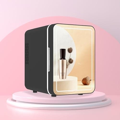 Olvy Kosmetik Kühlschrank 4 Liter, Tragbarer Mini Kühlschrank mit LED Spiegel, Klein Skincare Fridge, Kühl und Heiß für Zimmer, Schwarz thumbnail 3