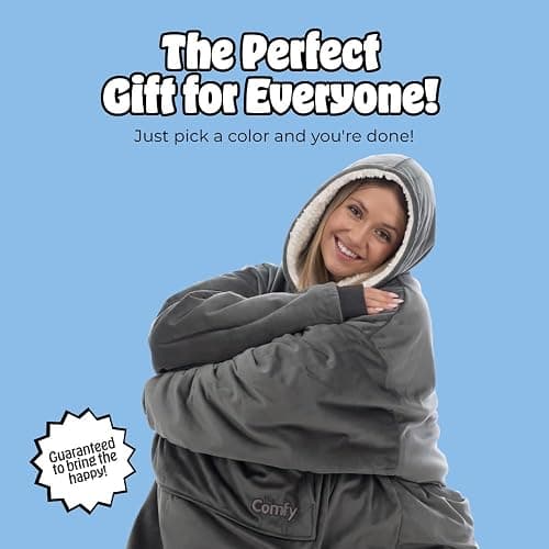 THE COMFY Original | Sherpa Lined Microfiber Fleece Wearable Blanket, Oversized Design with Hood and Pocket from Shark Tank thumbnail 8