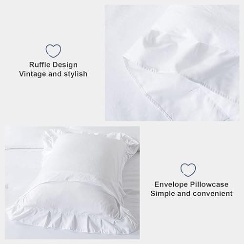 Andency White Comforter Twin Size, 2 Pieces Solid Farmhouse Shabby Chic Ruffle Bedding Comforters & Sets, All Season Soft Lightweight Fluffy Bed Set for Kids Girls Teens - White - Twin thumbnail 6