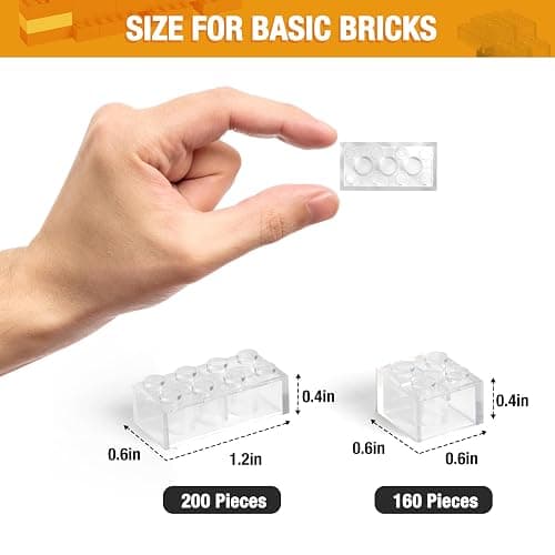 MANNIDOO 360 Pieces Building Bricks, Classic Basic Flats Parts and Pieces - 2x4 Brick x200 and 2x2 Brick x160, Moc Building Bulks Compatible with All Major Brands, Clear White thumbnail 3