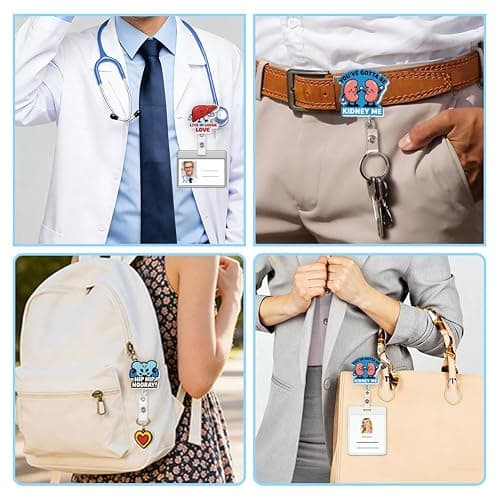 Hobbspring 12Pcs Funny Cartoon Organ Badge Reels Clips Retractable Heart Bone Lungs ID Badge Clips Worker Teacher Nurse Name Badges Holders for Colleague Team Nurse Week Gifts thumbnail 5