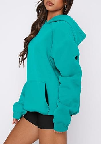 onlypuff Women Pullover Sweatshirt Long Sleeve Hoodies Kangaroo Pocket Fleece Basic Sweater thumbnail 4