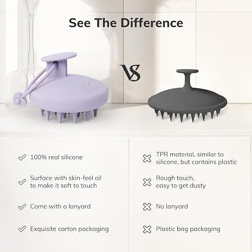 Sndyi Silicone Scalp Massager Shampoo Brush, Hair Scrubber with Soft Silicone Bristles, Scalp Scrubber/Exfoliator for Dandruff Removal, Wet Dry Scalp Brush for Hair Growth & Scalp Care, Gray Purple thumbnail 3