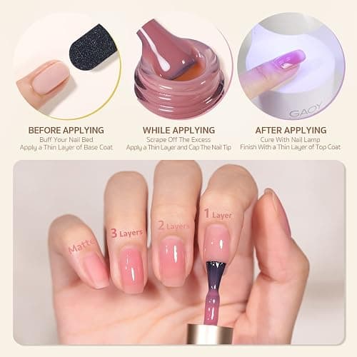 GAOY Jelly Gel Nail Polish Set of 6 Colors Pink White Nude Sheer Gel Polish Kit for Salon Manicure and Nail Art DIY at Home thumbnail 8