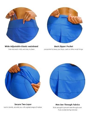 MEIVSO Women's Pleated Workout Tennis Skirts with Pockets Activewear Sports Skort Built-in Shorts thumbnail 6