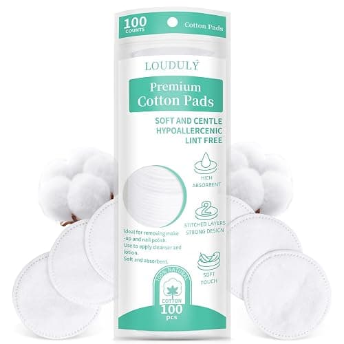 LOPHE Cotton Wool Round Pads, 100 Count Soft & Gentle Cotton Pads Absorbent Cosmetic Pads for Face Nails Makeup Removal & Skincare Manicure - Image 1