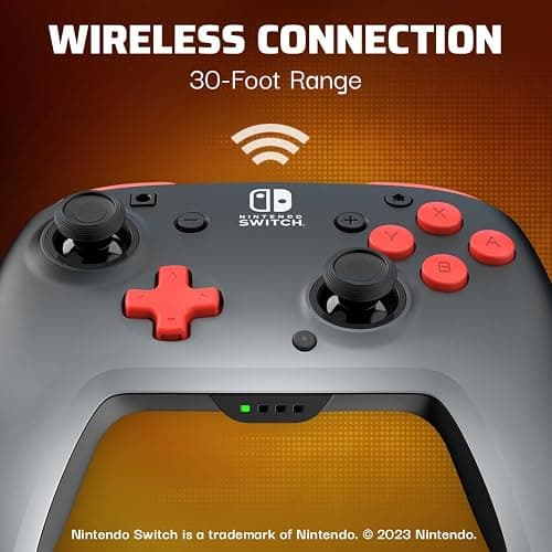 PDP REMATCH Enhanced Wireless Nintendo Switch Pro Controller, Rechargeable 40 hour battery power, Dual Programmable Gaming Buttons, 30-foot Connection, Licensed by Nintendo: Black Fade (Red & Black) thumbnail 5