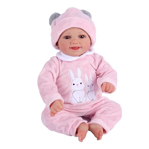 BABESIDE 2 Pcs Reborn Baby Doll Clothes with Hat for 17-22 Inch Baby Dolls | Cute Bunny Pattern Baby Dolls Outfits with Baby Doll Accessories fits Realistic Baby Doll Girls, Pink thumbnail 8
