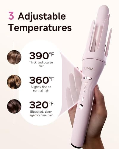 TSUYAGLA 5 in 1 Automatic Curling Iron Set with 3 Interchangeable Barrels | Rotating Hair Curler with 1, 1.25 and 1.5 Inch Curling Wands, Hair Crimper, Straightening Brush, Dual Voltage, Gift for Her thumbnail 4