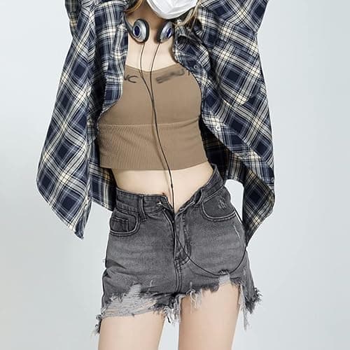 Plaid Flannel Shirt for Women Y2K Oversized Fairy Grunge Long Sleeve Button Down Blouse Alt Goth Tops thumbnail 5