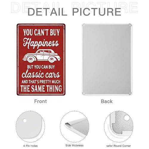 Classic Car Gifts For Men Vintage Car Decor Funny Garage Wall Decor Unique Gifts For Car Lovers Man Cave Wall Decor You Can't Buy Happiness But You Can Buy A Classic Cars thumbnail 4