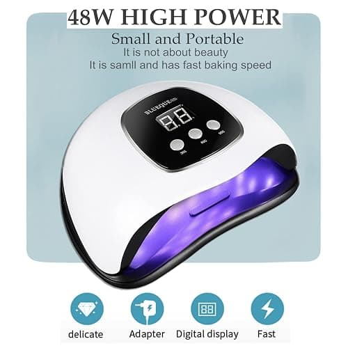 BIGBEAR UV Light for Nails, 48W LED Nail Light for Gel Polish, Fast Nail Dryer with Automatic Sensor, 3 Timer Setting, Small & Portable, UV LED Nail Lamp for Fingernail and Toenail thumbnail 2
