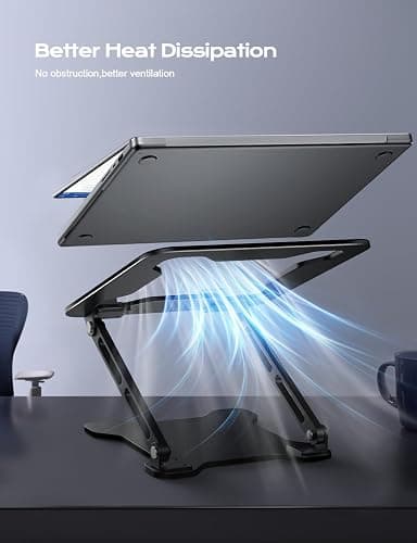 LOXP Adjustable Laptop Stand for Desk, Metal Foldable Laptop Riser, Ventilated Cooling Bracket, Ergonominc Computer Notebook Stand for Desk Compatible with 10-15.6“ Laptops thumbnail 4