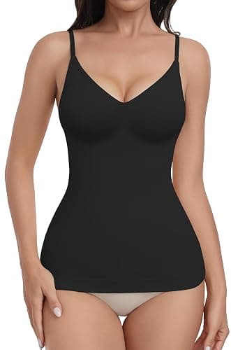 EUYZOU Womens Tummy Control Shapewear Tank Tops Seamless V-Neck Compression Tank Tops Body Shaper Camisole - Image 1