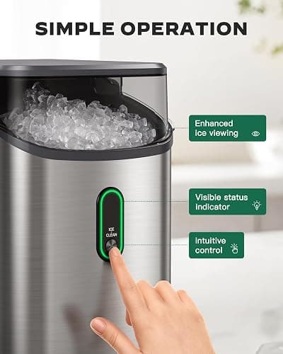 Silonn Nugget Ice Maker Countertop, Pebble Ice Maker with Soft Chewable Ice, One-Click Operation Ice Machine with Self-Cleaning, 33lbs/24H, Stainless Steel thumbnail 4