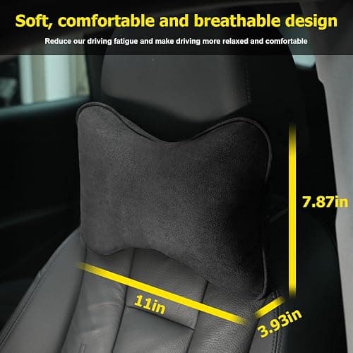 Osilly Car Headrest Pillow, Soft Comfortable Breathable Memory Foam Ergonomic Design Automotive Neck Pillow Cushion with Adjustable Strap for Neck Pain Pressure Relief, Universal Fit（Black） thumbnail 2