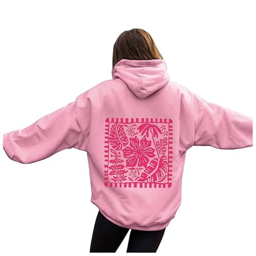 Palm Puff Hoodie for Women Teen Girls Beach Style Oversized Preppy Sweatshirt Y2K Cute Graphic Long Sleeve Tops with Pocket thumbnail 5