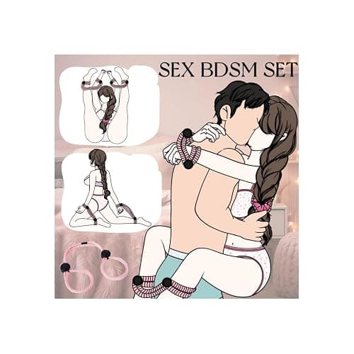 Rope Handcuffs Bracelets 2 Pcs Sex Restraints Ankle Cuffs BDSM Bondage Adjustable Handcuffs Anklets Sex Toys Cotton Ropes Wrist Cuffs Beginner Fetish Adult SM Game for Women (Pink) thumbnail 4