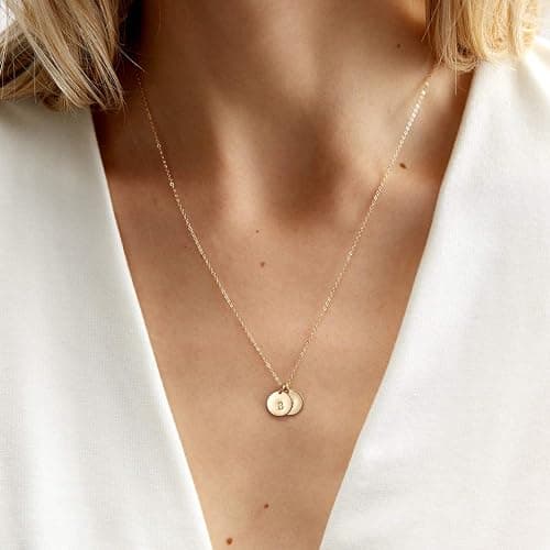 Endless Story Initial Necklaces for Women, Sterling Silver, 14K Gold Filled Custom Dainty Letter Necklace, Initial Necklace, 9mm Disc Pendant, Mom Necklace, Gift for Mom, Daughter, Grandma thumbnail 3