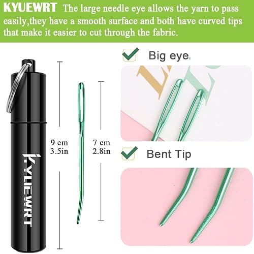 KYUEWRT 10Pcs Yarn Darning Tapestry Needle,Large Big Eye Weaving Needle Bent Needles with Aluminum Storage Tube thumbnail 3