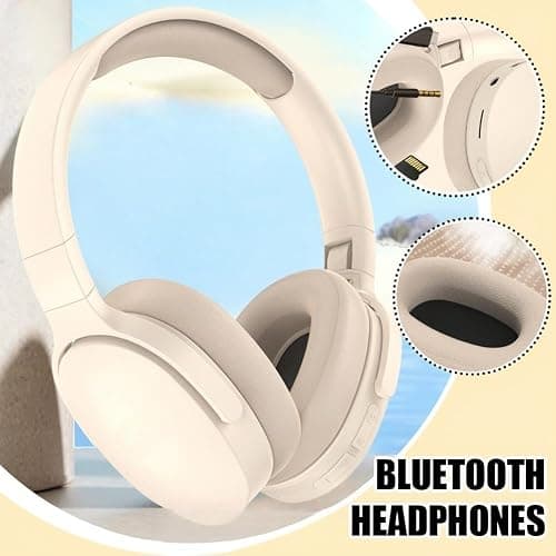 Wireless Bluetooth Headphones, Head Mounted Bluetooth Earphones Wireless, Comfort Heavy Bass Earphones, And Long Battery Life, Providing A Comfortable Wearing Experience (Khaki) thumbnail 3