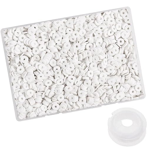 4100 Pcs White Clay Beads Bracelet Making Kit, 6mm Polymer Spacer Flat Heishi Beads for Jewelry Necklace Earring Making - Image 1