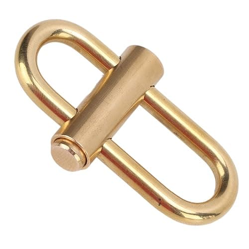 SNOQ Brass Lock Clip Key Holder, Slide Locking Carabiner Oval Durable Wear Resistant Elegant for Hiking, SNOQrBOOiS6 thumbnail 5