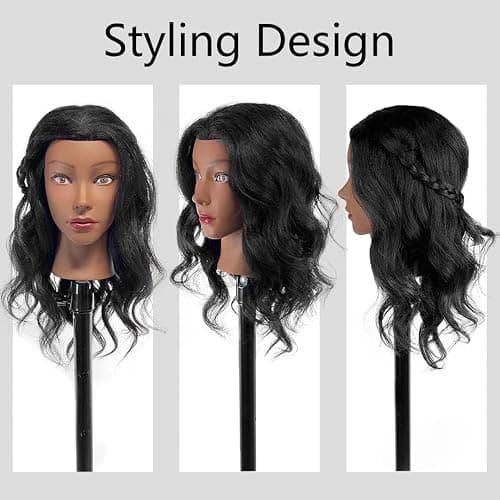 16" MQHIHI Mannequin Head Human Hair, 100% Real Hair Cosmetology Manikin Doll Head for Hairdresser Practice Braiding with Free Clamp Holder and Tools (16 Inch) thumbnail 5