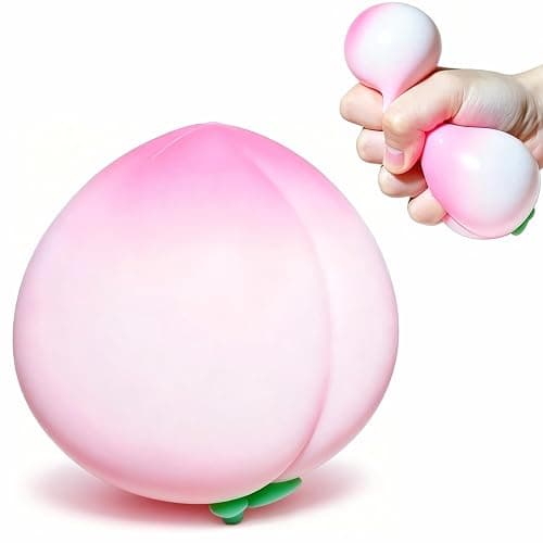 Squishy Peach Stress Balls Peach Miniature Fruit Figurines for Adults | Fruit Stress Dough Ball Collectible Figurines, Pink Peach Squishy Ball for Adults Desk Decor - Image 1