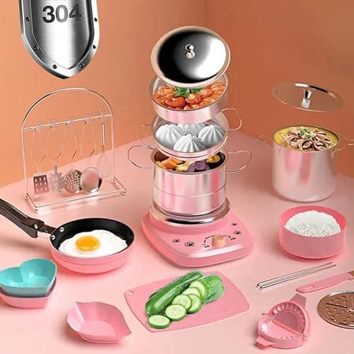 Kids Real Cooking Set,22Pcs Food-Grade Stainless Steel Kids Cooking Sets with Knife & Tools,Real Food Making Beginner Educational Toys,Mini Kitchen Utensils for Boys Girls thumbnail 4