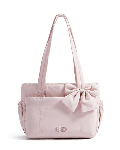 BAGSMART Crush Bow Tote Bag for Women, Large Work Tote with 40oz Tumbler, Puffer Travel Tote Bag for Work, Yoga, Gym - Image 1