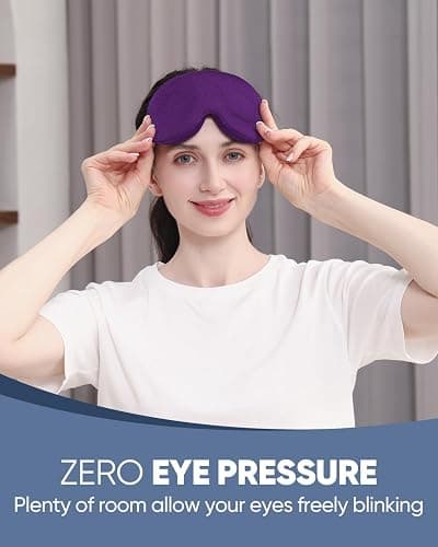 MZOO Luxury Sleep Eye Mask for Side Sleeper Men Women, Zero Eye Pressure 3D Sleeping Mask, Light Blocking Patented Design Night Blindfold, Soft Eye Shade Cover for Travel, Purple thumbnail 2
