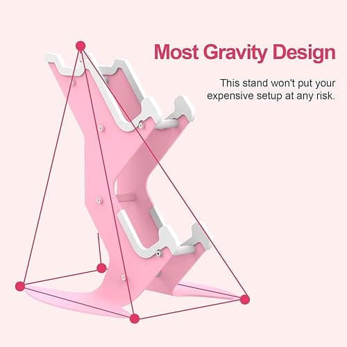 Controller Holder Pink, Game Controller Rack Headset Stand for Xbox Series X S/Xbox one / PS5 / PS4 / NS/PC/Headset, Aluminum Metal Headset Mount Universal Organizer for Video Game Accessories thumbnail 4